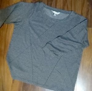 Charming Charlie Women's Gray & White Polka Dot Knit Quarter Sleeve Sweater